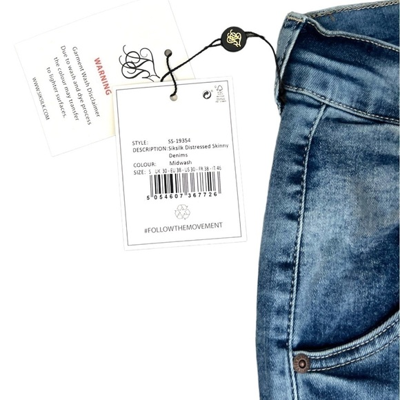 SikSilk Distressed Skinny Denim Midwash Jeans NWT - Size Small - Picture 5 of 10